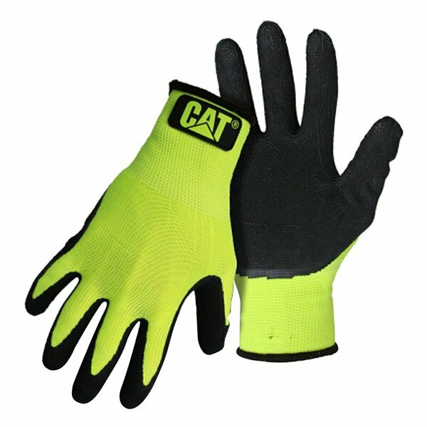 Caterpillar Dipped Palm Gloves Black/High-Vis Green XL 1 pair CAT017418X